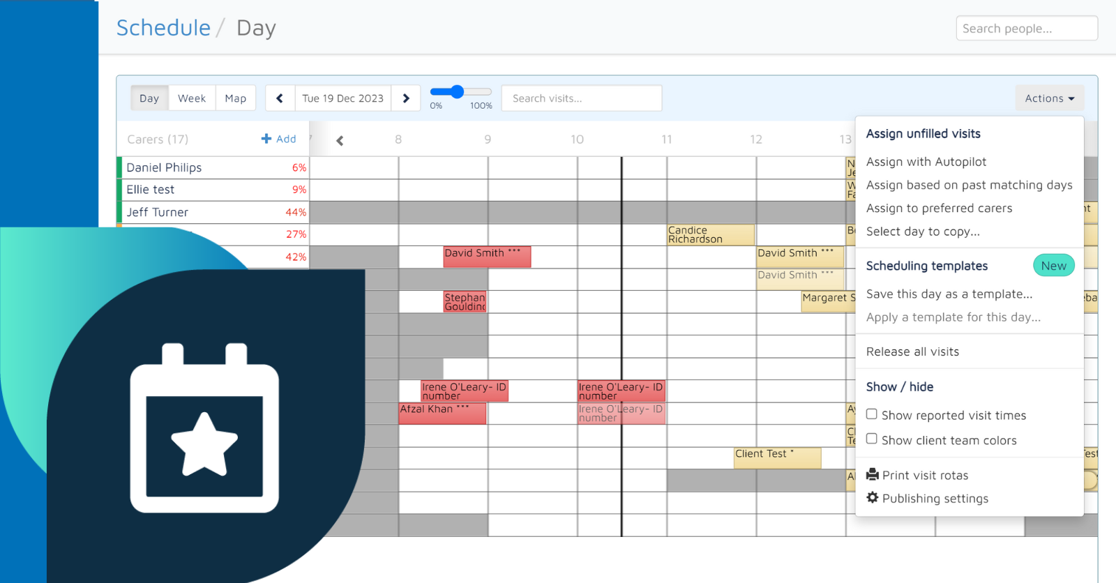 Scheduling templates from Nursebuddy